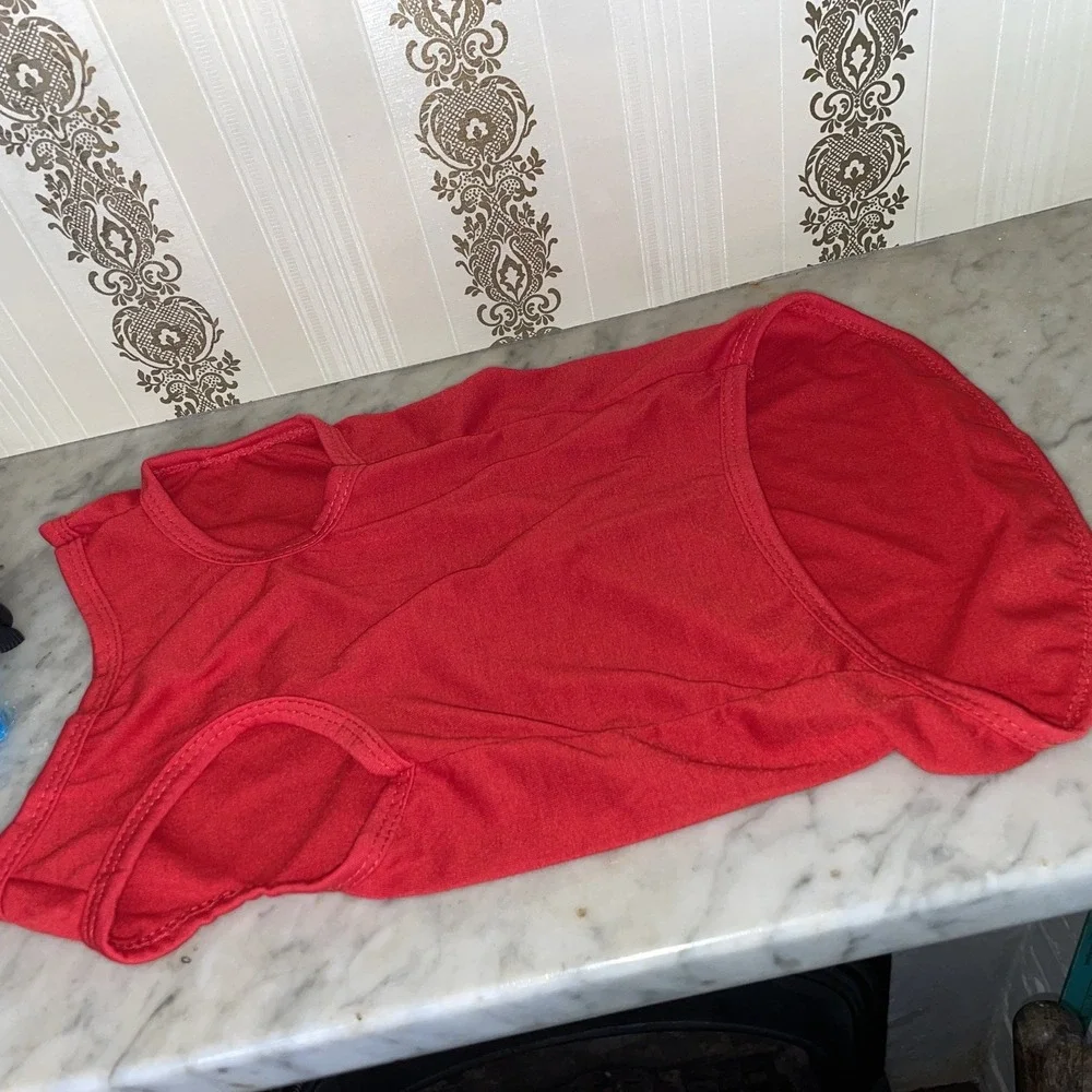Cat X-Large Costume, Fits Small Dog Red Shirt, Blue Wig Tie-on